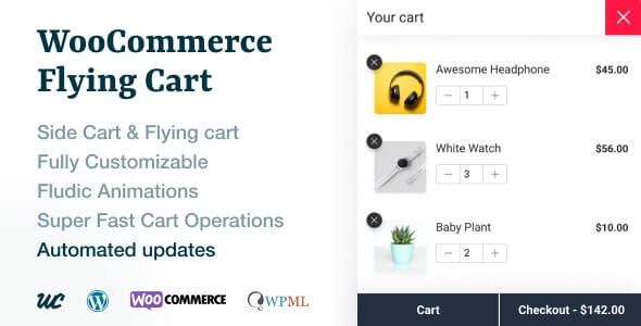 WooCommerce Flying Cart :Best WooCommerce Mini Cart Extensions